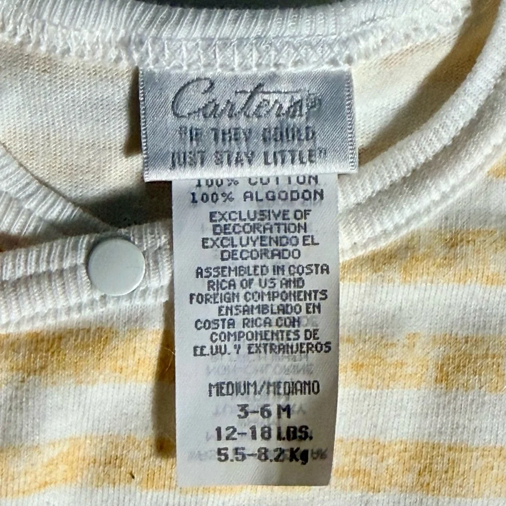 New Vintage Carters Romper Boys 3-6M Girls Sweet Baby Stripes Duck Patch Summer